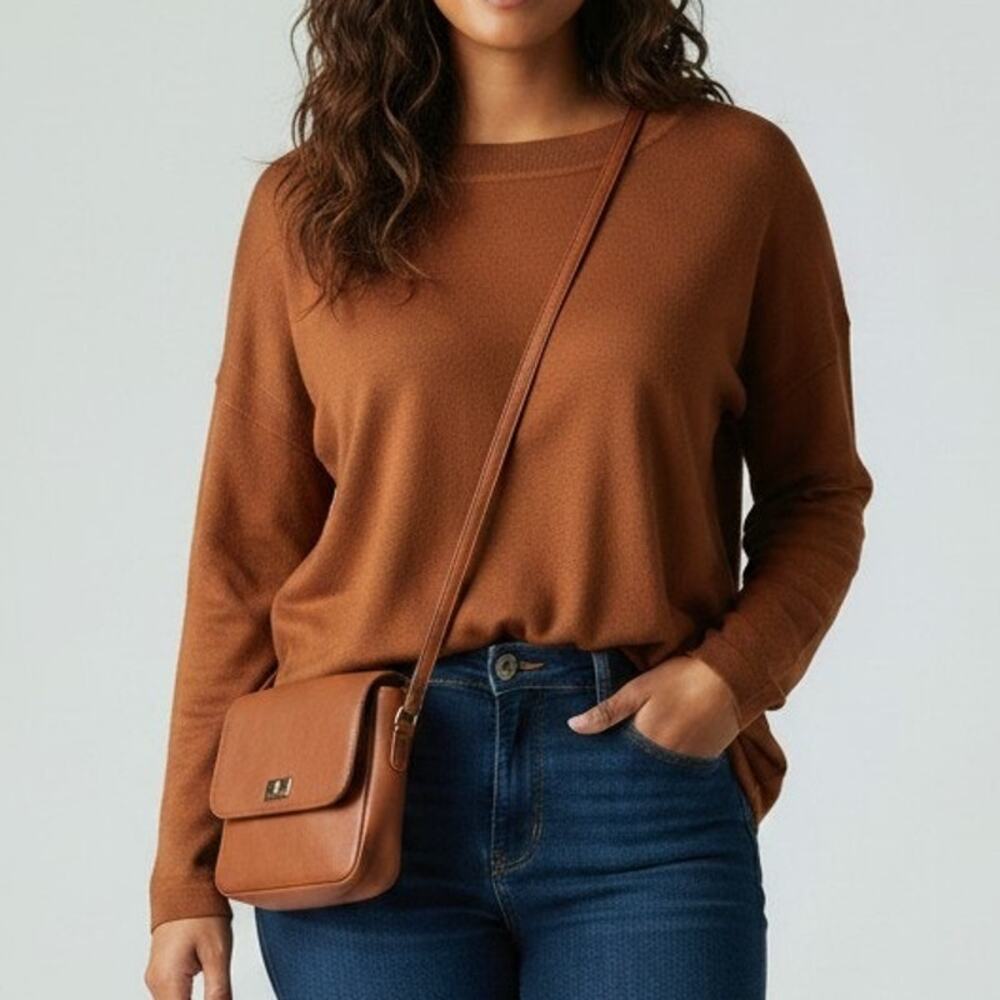 Lety & Me Spice Brown Long Sleeve Crew Neck Sweater Women's Size 2X NWT
